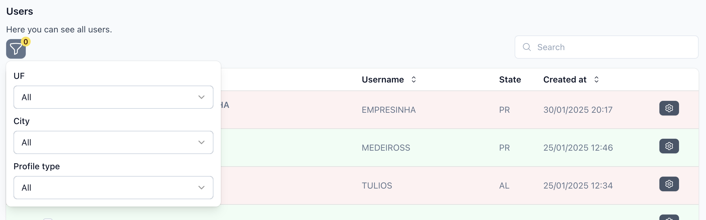 Dropdown Filters Example